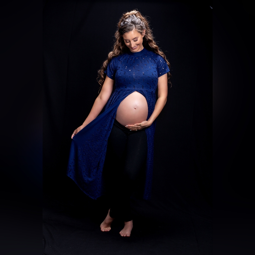 Navy Maternity Open Dress